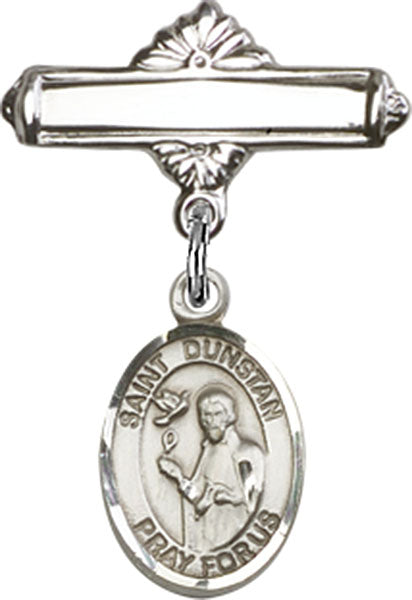 St. Dunstan Charm and Polished Engravable Badge Pin