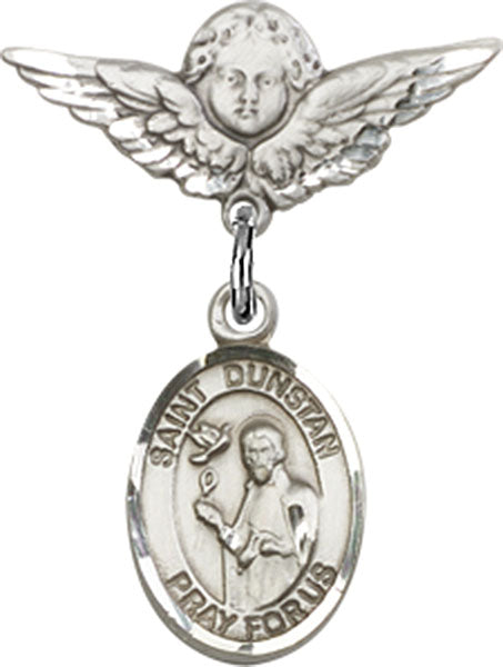 St. Dunstan Charm and Angel with Smaller Wings Badge Pin