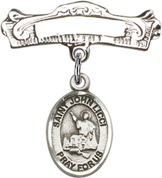 St. John Licci Charm and Arched Polished Engravable Badge Pin
