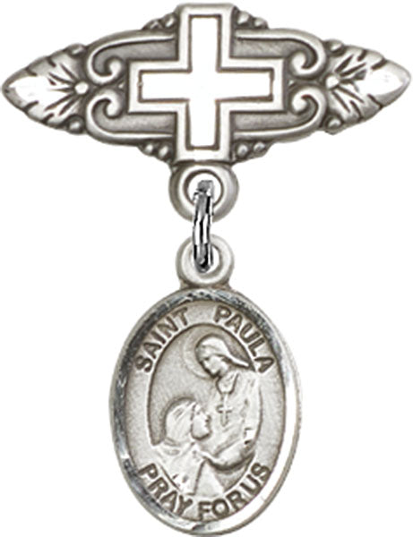 St. Paula Charm and Badge Pin with Cross