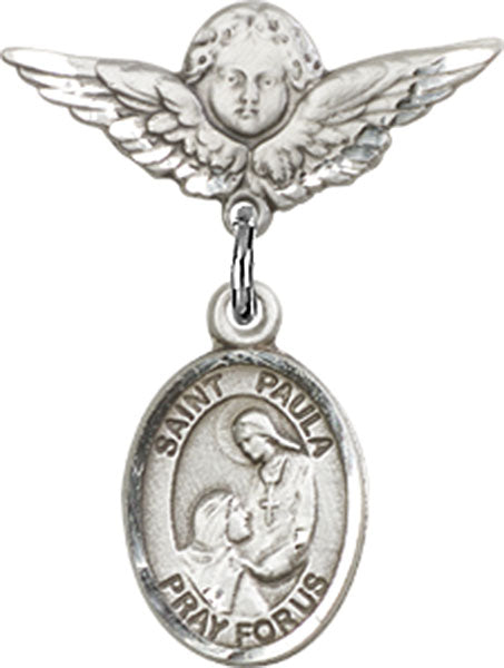 St. Paula Charm and Angel with Smaller Wings Badge Pin
