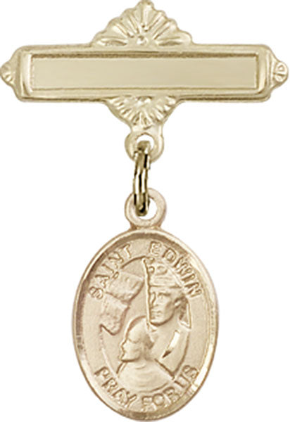 St. Edwin Charm and Polished Engravable Badge Pin