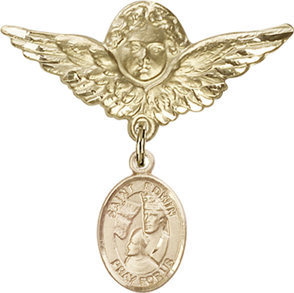 St. Edwin Charm and Angel with Larger Wings Badge Pin