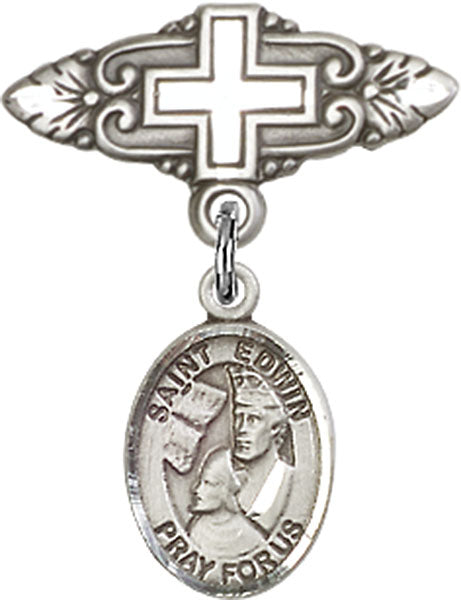 St. Edwin Charm and Badge Pin with Cross