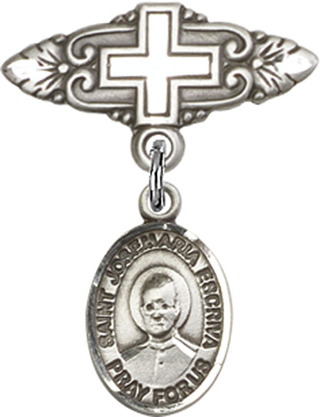 St. Josemaria Escriva Charm and Badge Pin with Cross