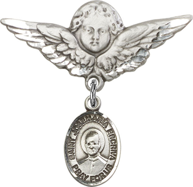 St. Josemaria Escriva Charm and Angel with Larger Wings Badge Pin