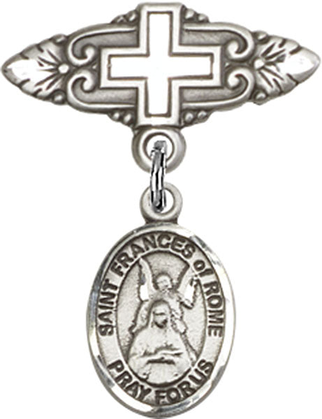 St. Frances of Rome Charm and Badge Pin with Cross