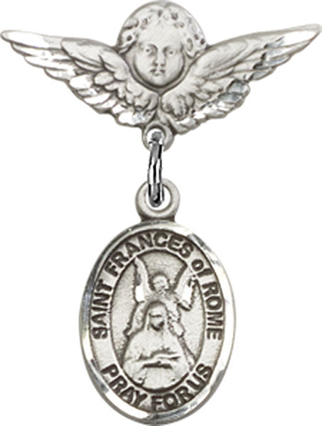 St. Frances of Rome Charm and Angel with Smaller Wings Badge Pin