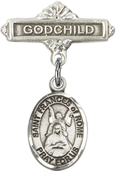 St. Frances of Rome Charm and Godchild Badge Pin