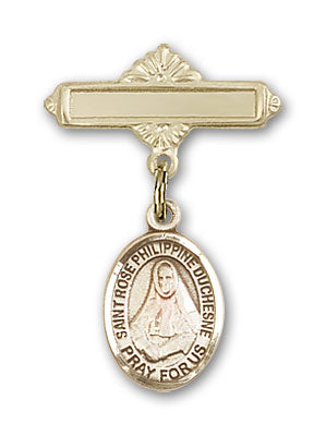 St. Rose Philippine Charm and Polished Engravable Badge Pin