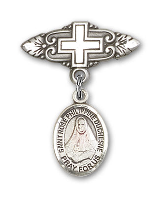 St. Rose Philippine Charm and Badge Pin with Cross