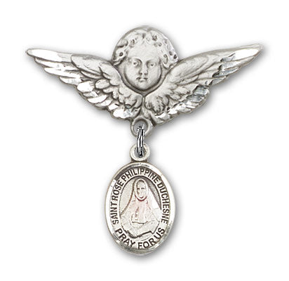St. Rose Philippine Charm and Angel with Larger Wings Badge Pin
