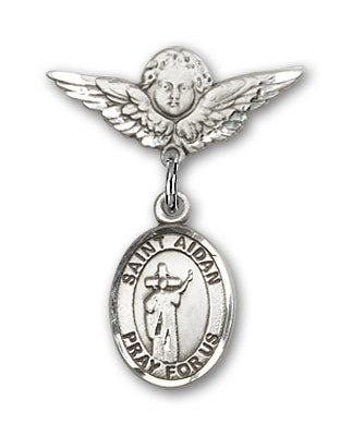 St. Aidan of Lindesfarne Charm and Angel with Smaller Wings Badge Pin