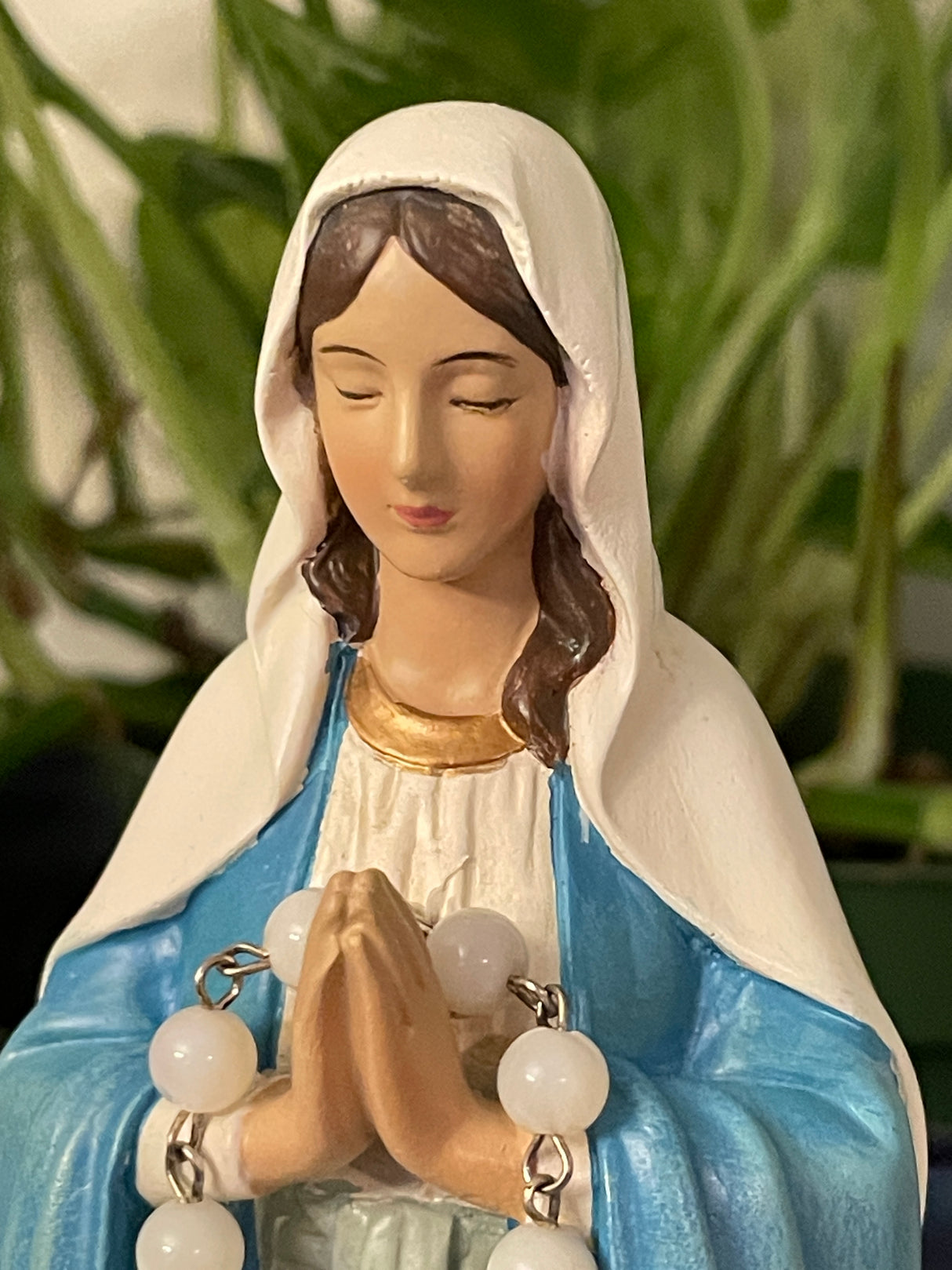Madonna Rosary Holder Statue - 8" H