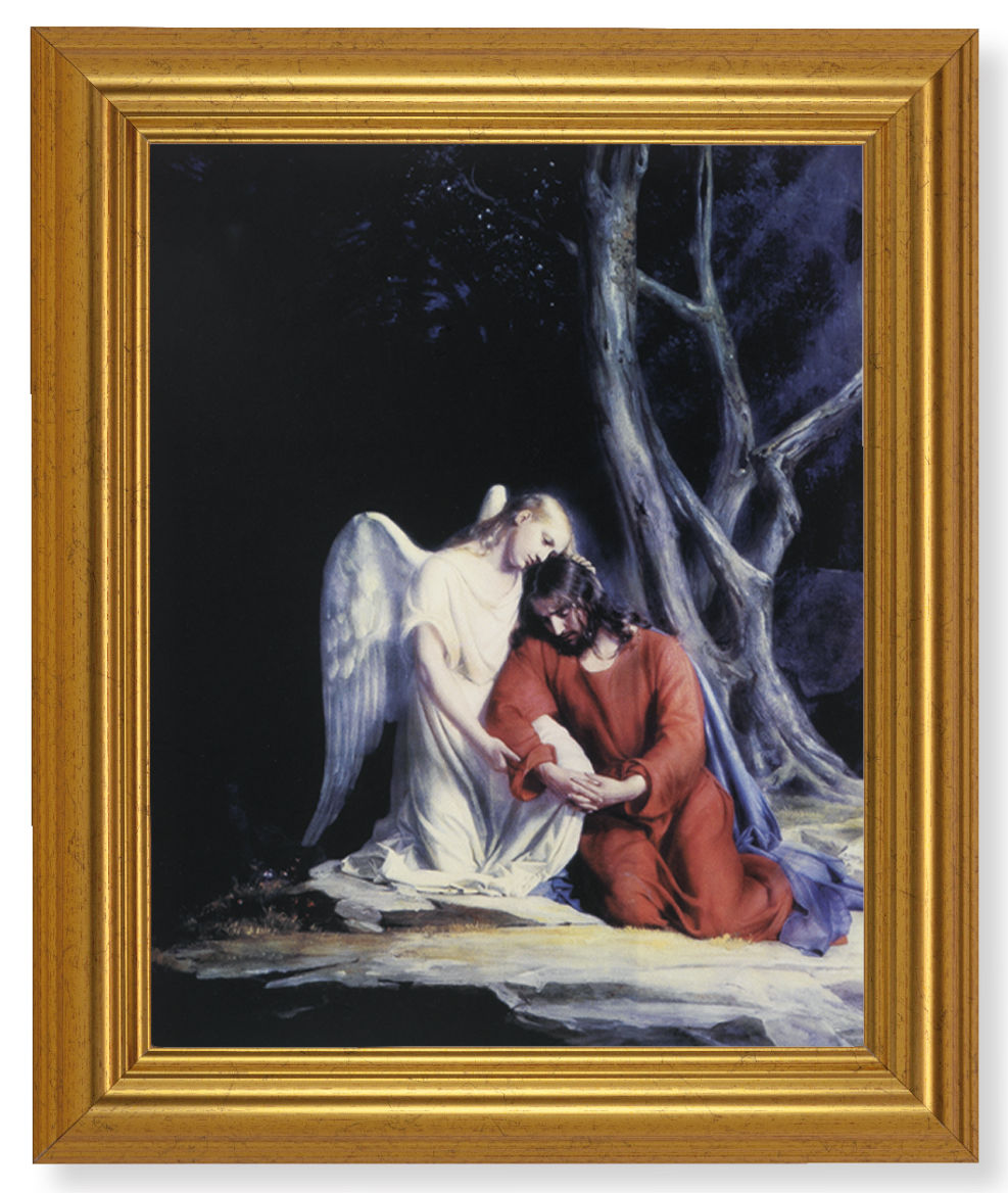 Agony in the Garden Jesus and Angel 8x10 Framed Print Under Glass