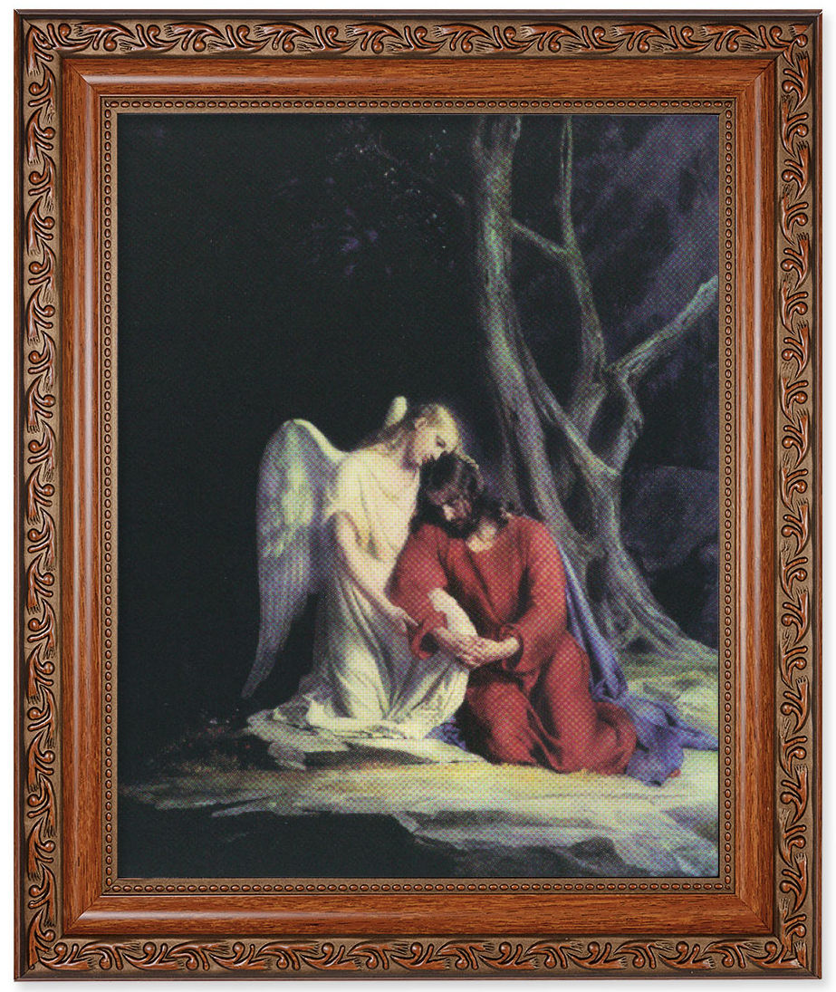 Agony in the Garden Jesus and Angel 8x10 Framed Print Under Glass