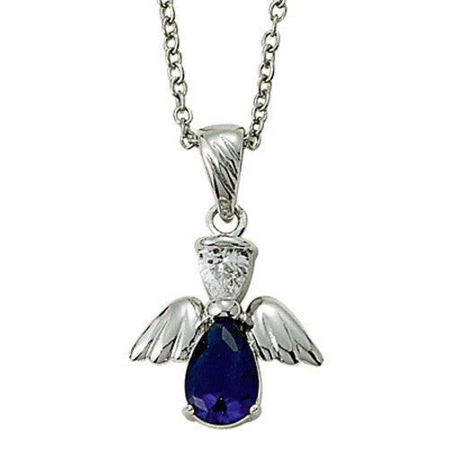 Angel Wing Birthstone Necklace