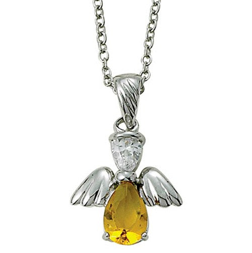 Angel Wing Birthstone Necklace