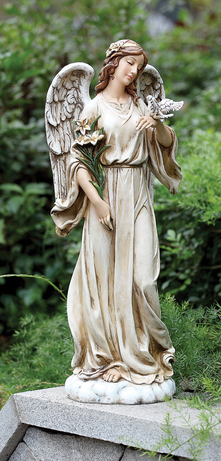 Angel with Dove Garden Statue - 24.5" H