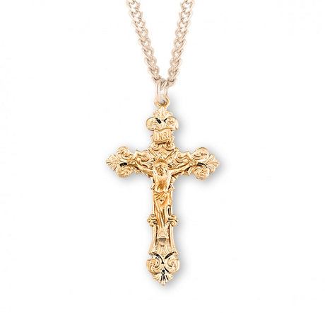 Antique Filigree Scroll Men's Crucifix Necklace