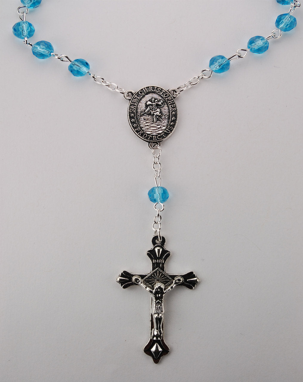 Aqua Auto Rosary - March Birthstone