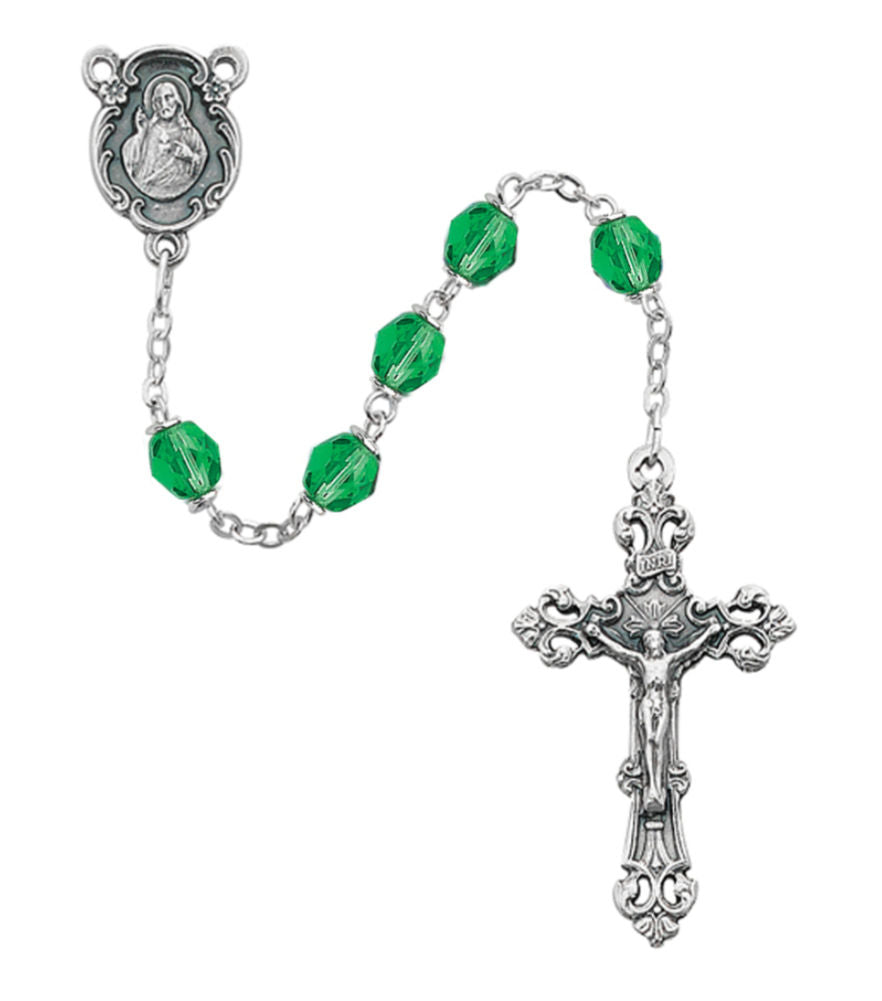 August Birthstone Rosary (Peridot) - Silver Oxidized