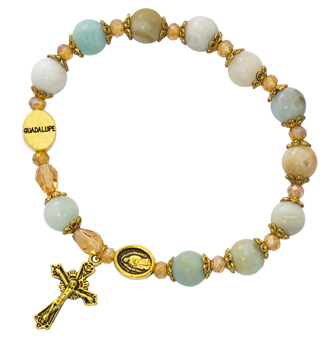 Amazonite Our Lady of Guadalupe Stretch Bracelet