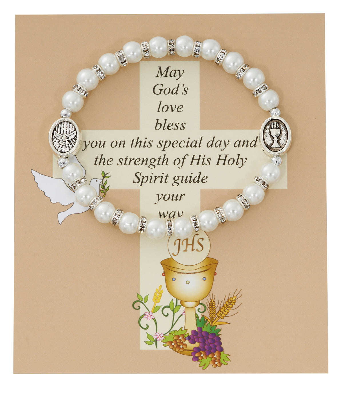 Pearl Communion and Confirmation Stretch Bracelet
