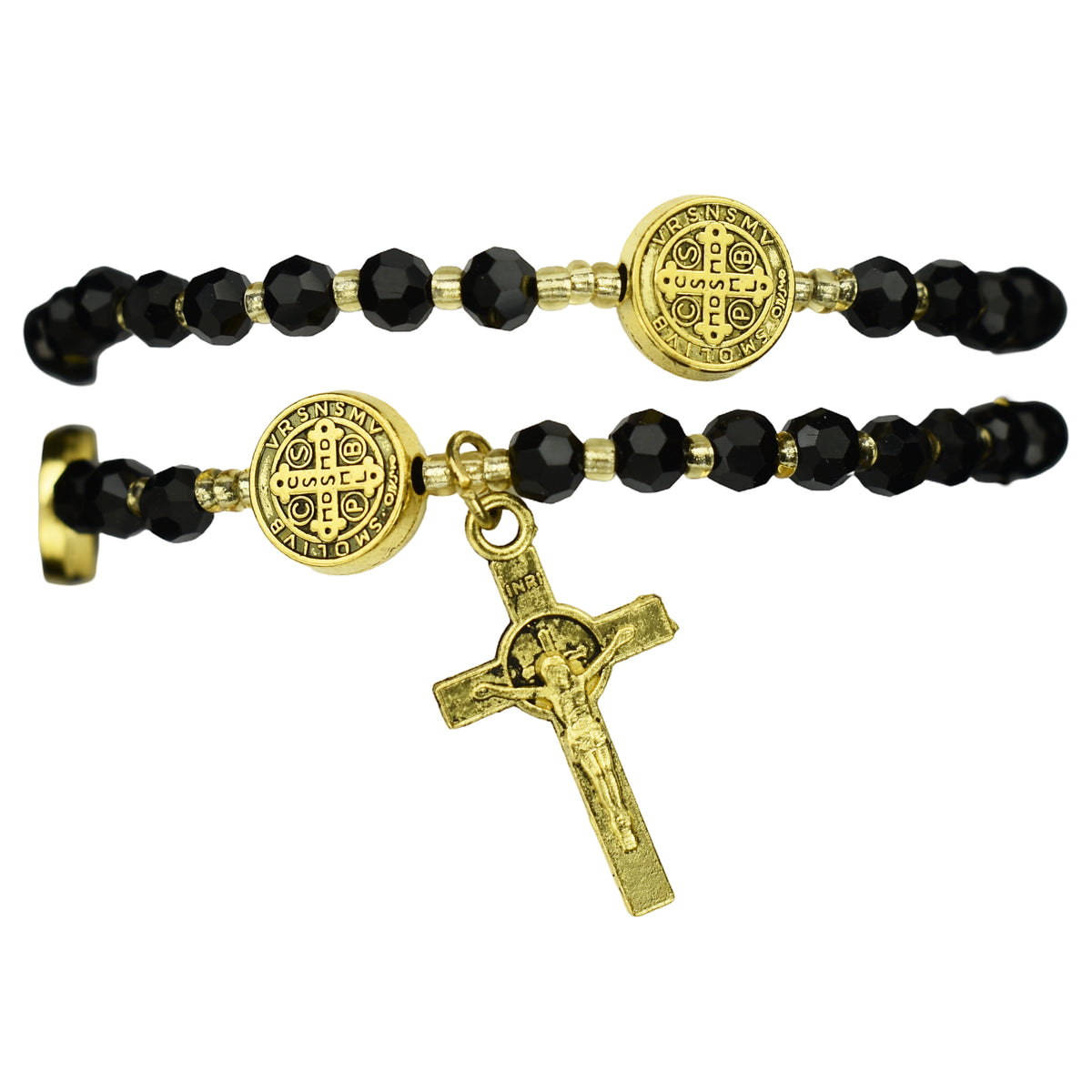 Antique Gold St. Benedict Twistable Rosary Bracelet