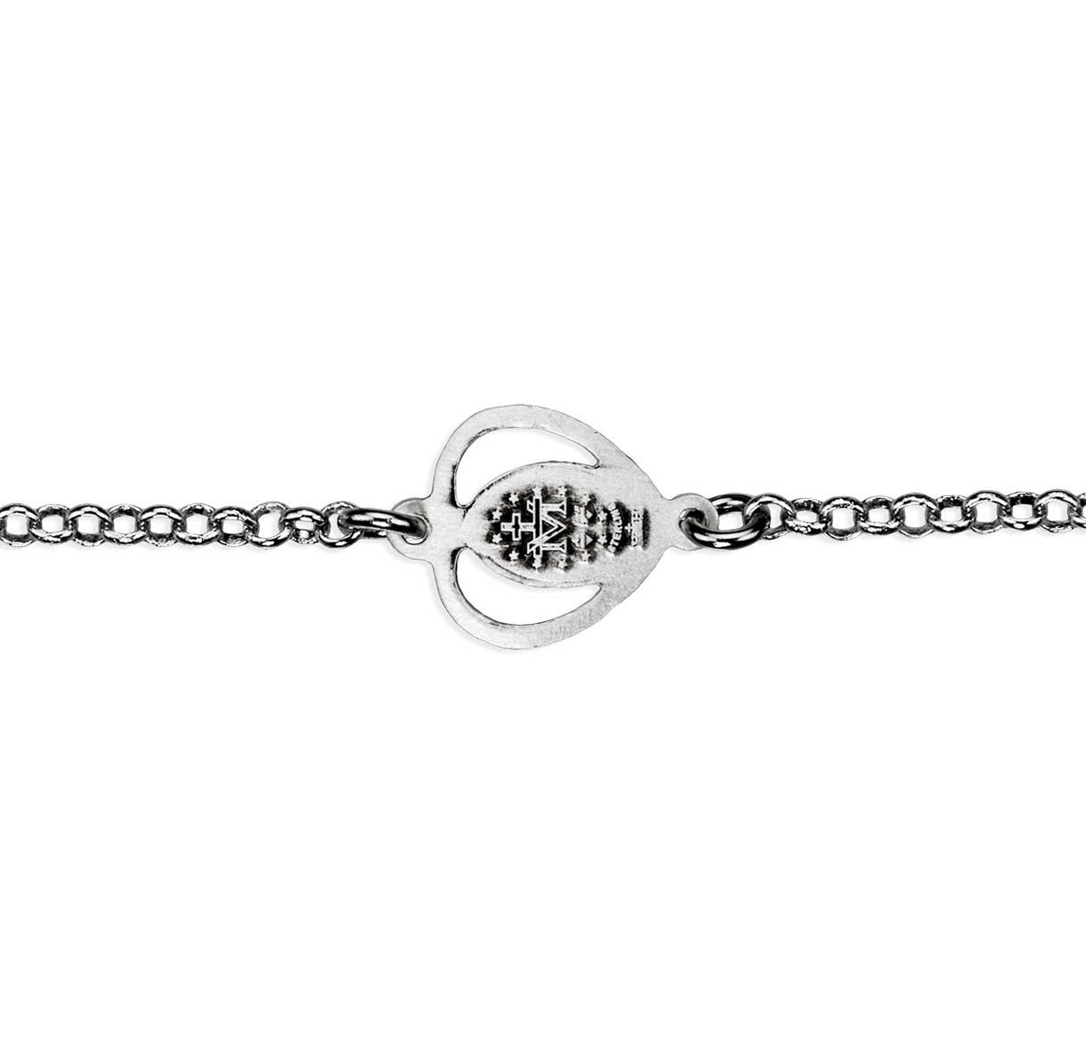 Cut Out Heart Miraculous Medal Bracelet, Sterling Silver on Rolo Chain