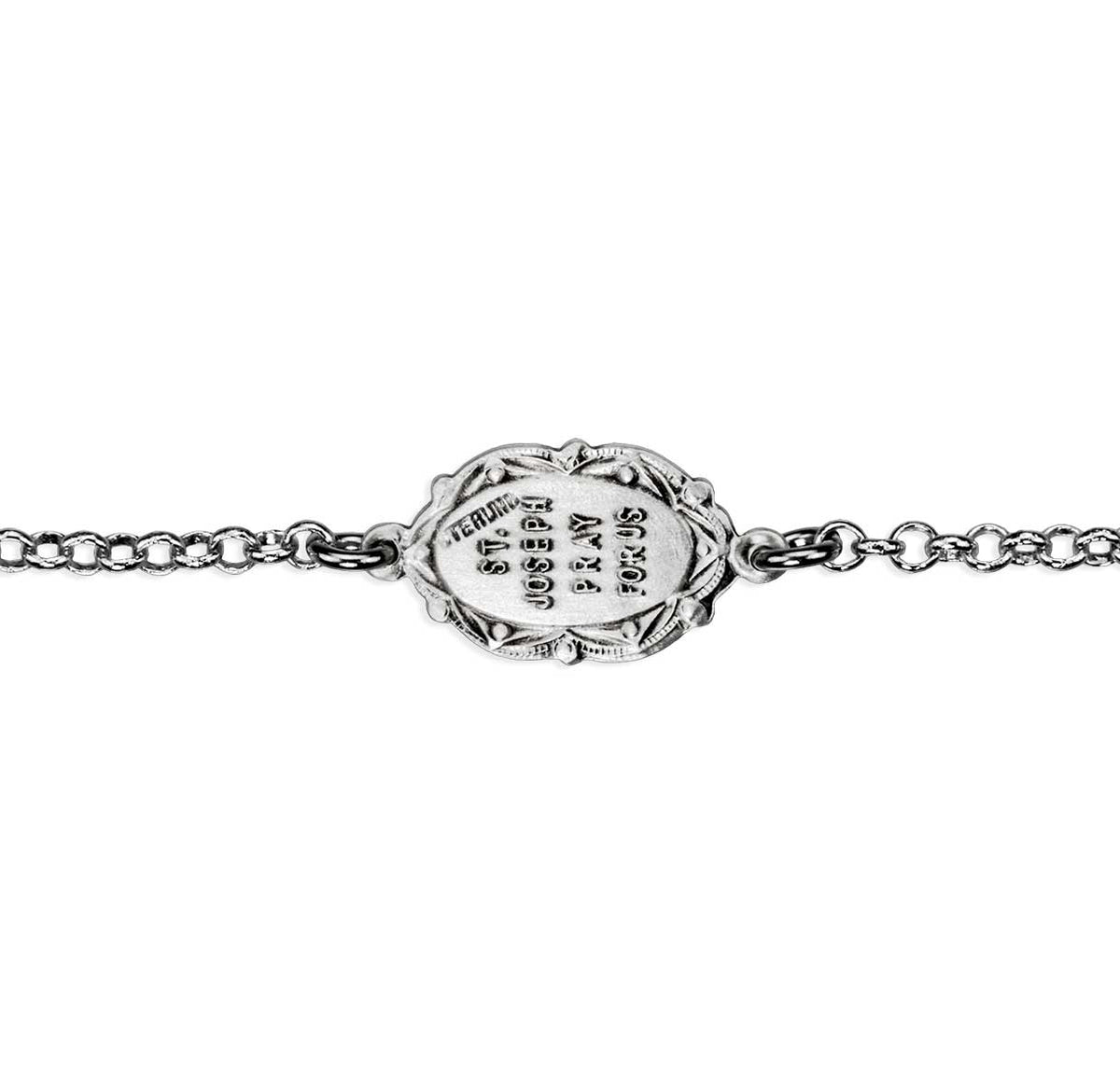 Saint Joseph Medal Bracelet, Sterling Silver on Rolo Chain