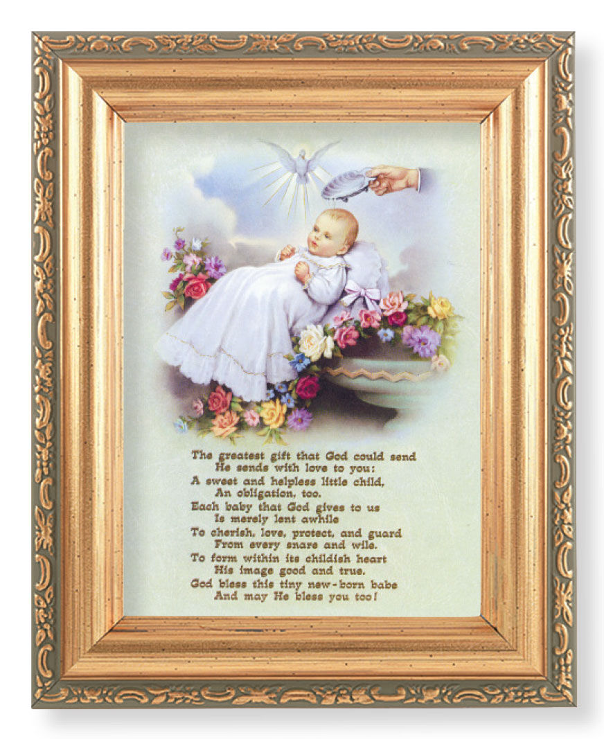Baby Baptism Prayer 4x5.5 Print Under Glass