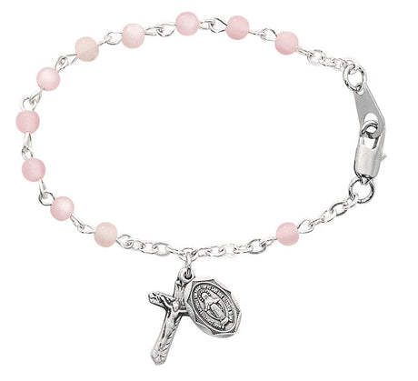 Baby Rosary Bracelet with Pink Pearls