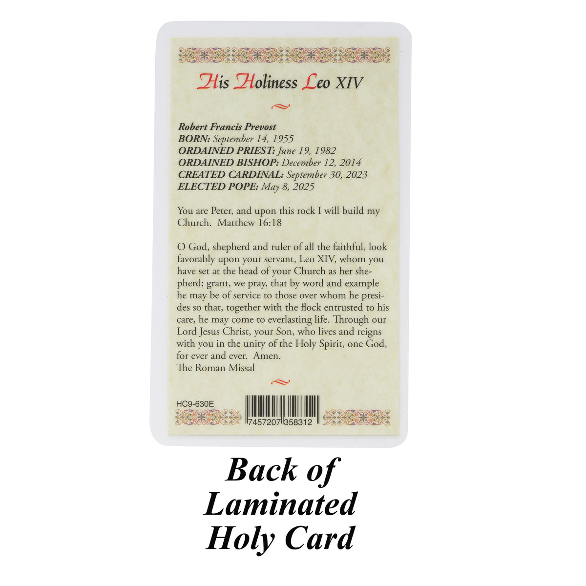 Pope Leo XIV Pectoral Cross Necklace with Holy Card