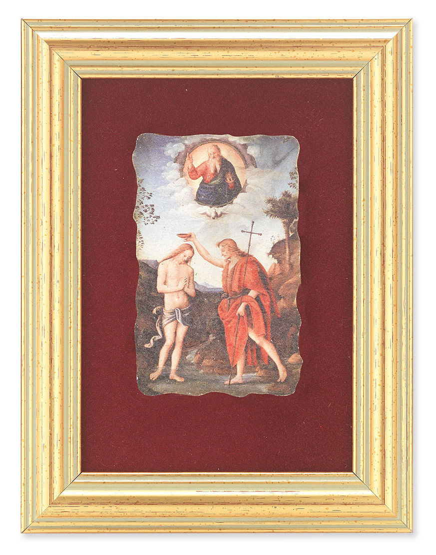 Baptism of Jesus 5x6.5 Velvet Back Gold Frame