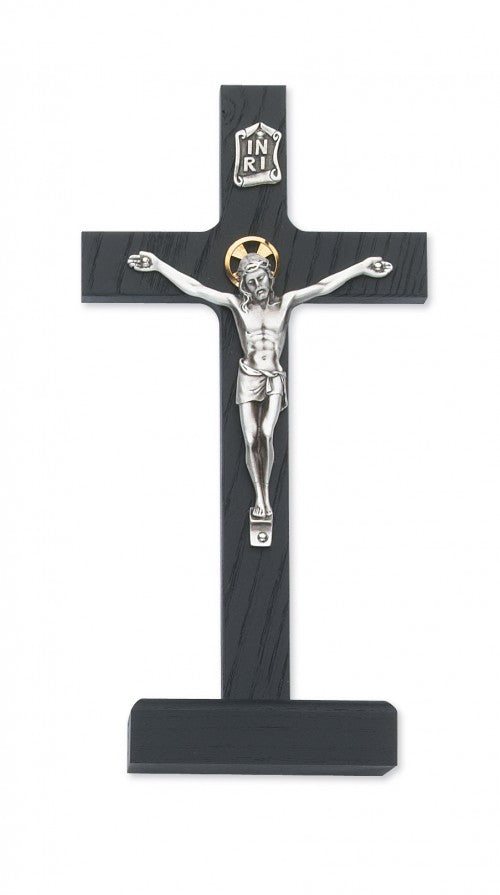 Black Wood Standing Crucifix with Two Tone Corpus - 8'H