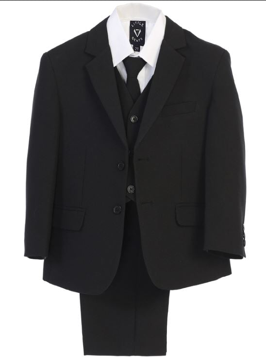 5 piece Black Poly Poplin Suit for Boys