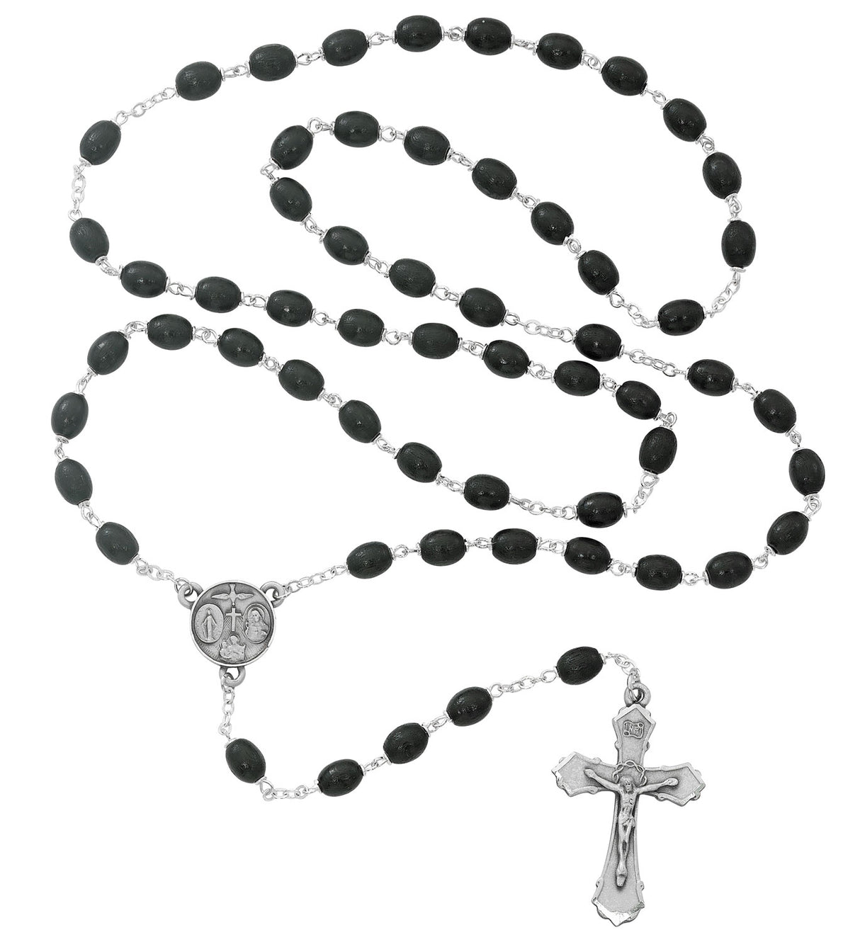 Boy's Black Wood Bead Confirmation Rosary