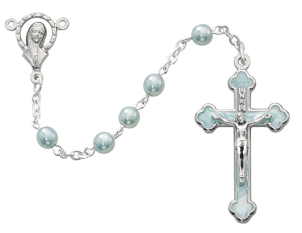 Blue Enamel Rosary 5mm for Boys