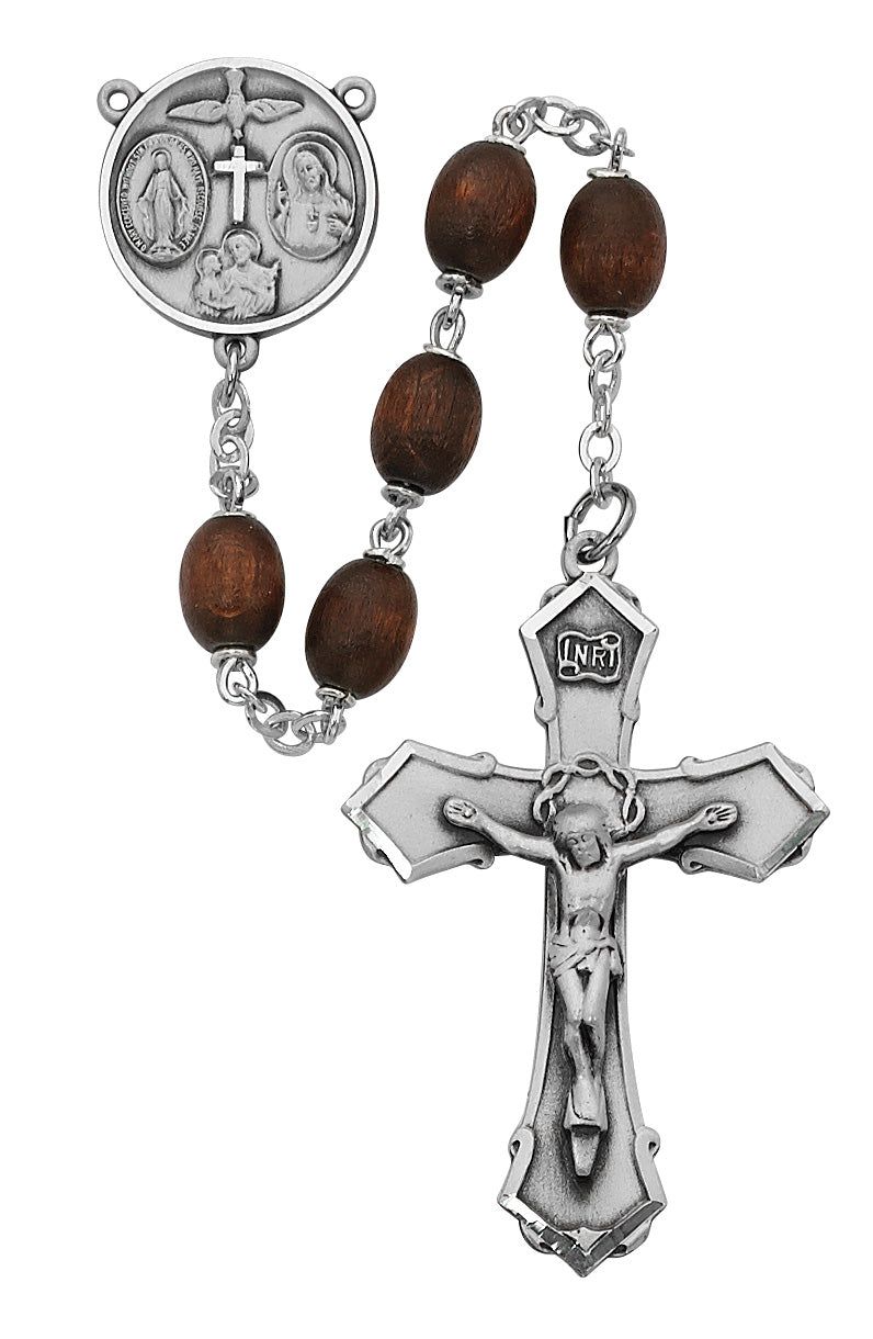 Brown Wood Confirmation Rosary for Boys