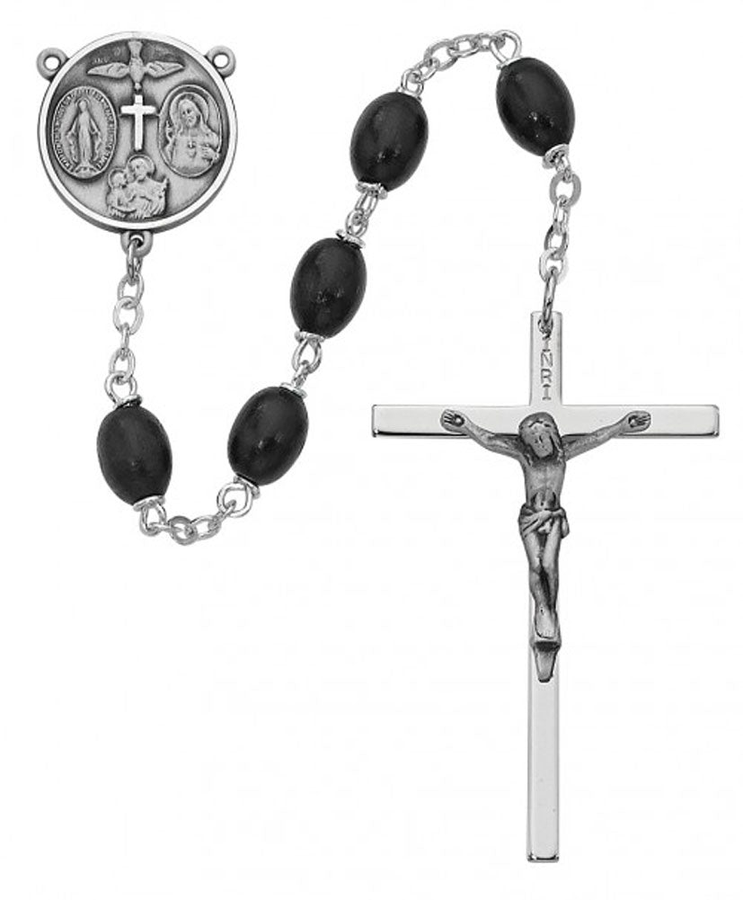 Confirmation Black Bead Rosary for Boys