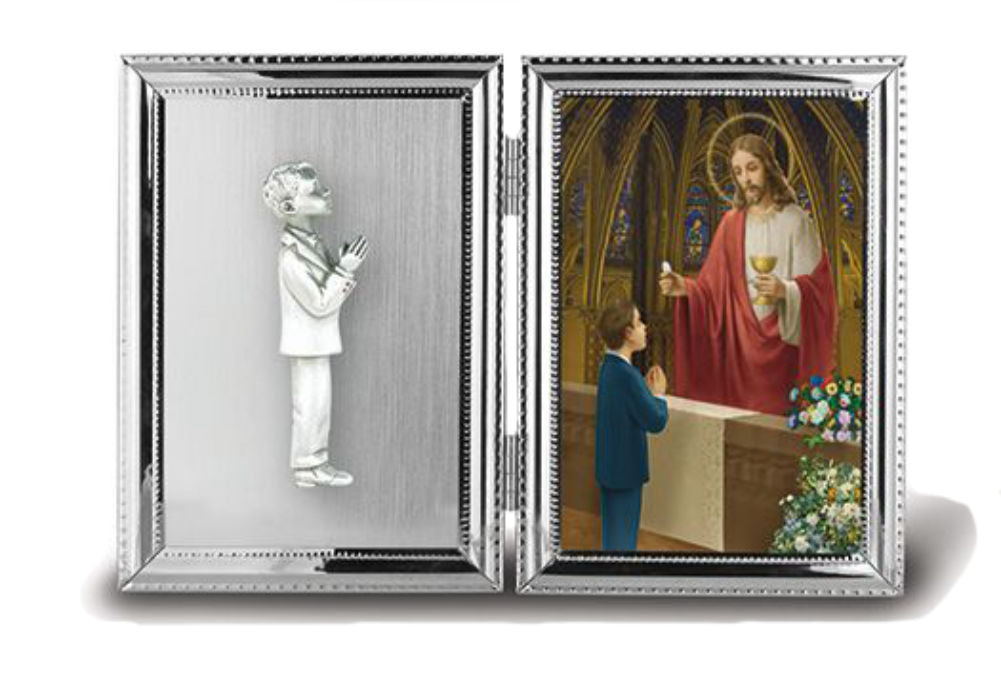 Silver Plated First Communion Photo Frame for Boys