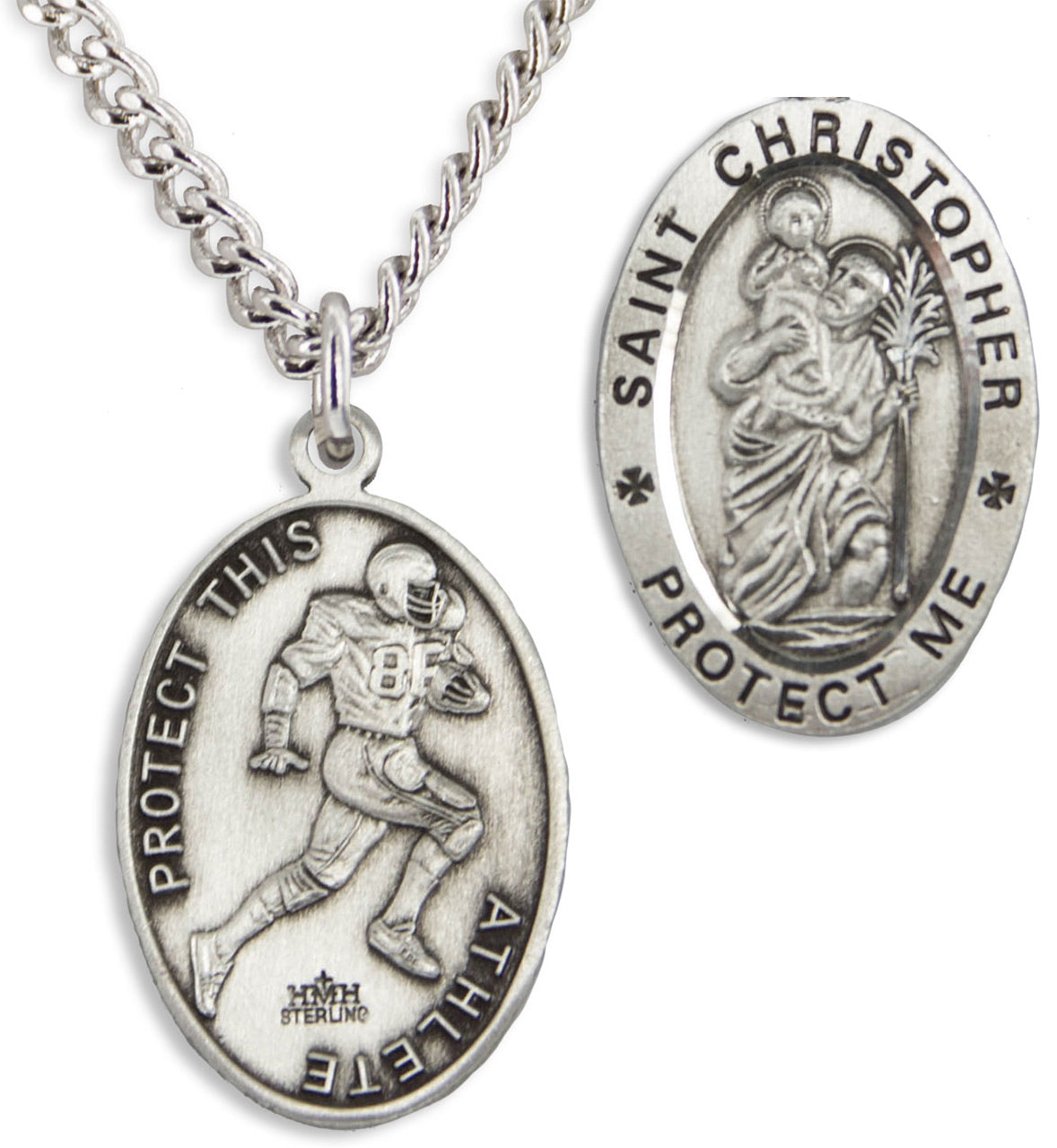St. Christopher Football Sterling Silver Medal for Men