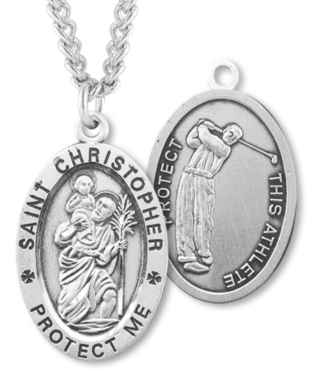 St. Christopher Golf Sterling Silver Medal for Men