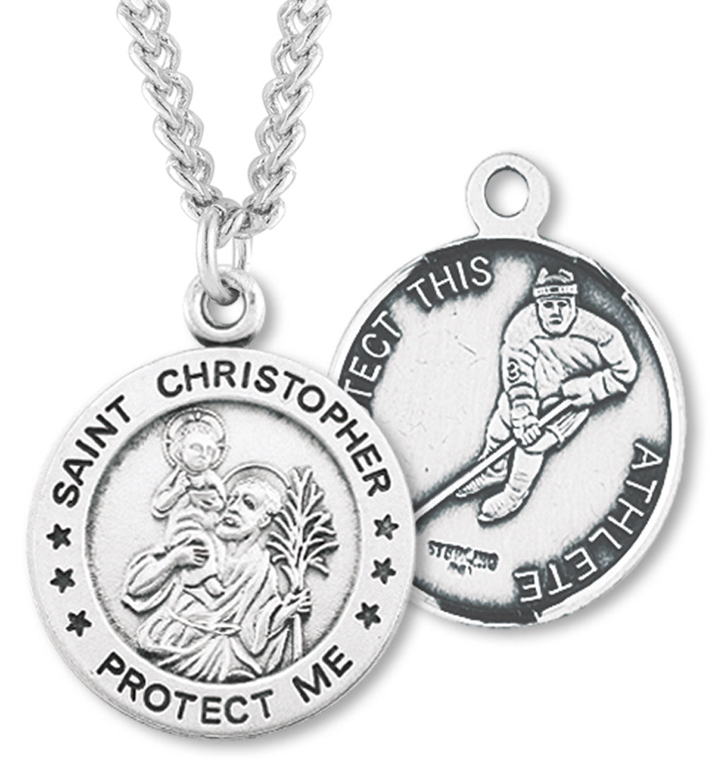 St. Christopher Hockey Medal Sterling Silver for Men