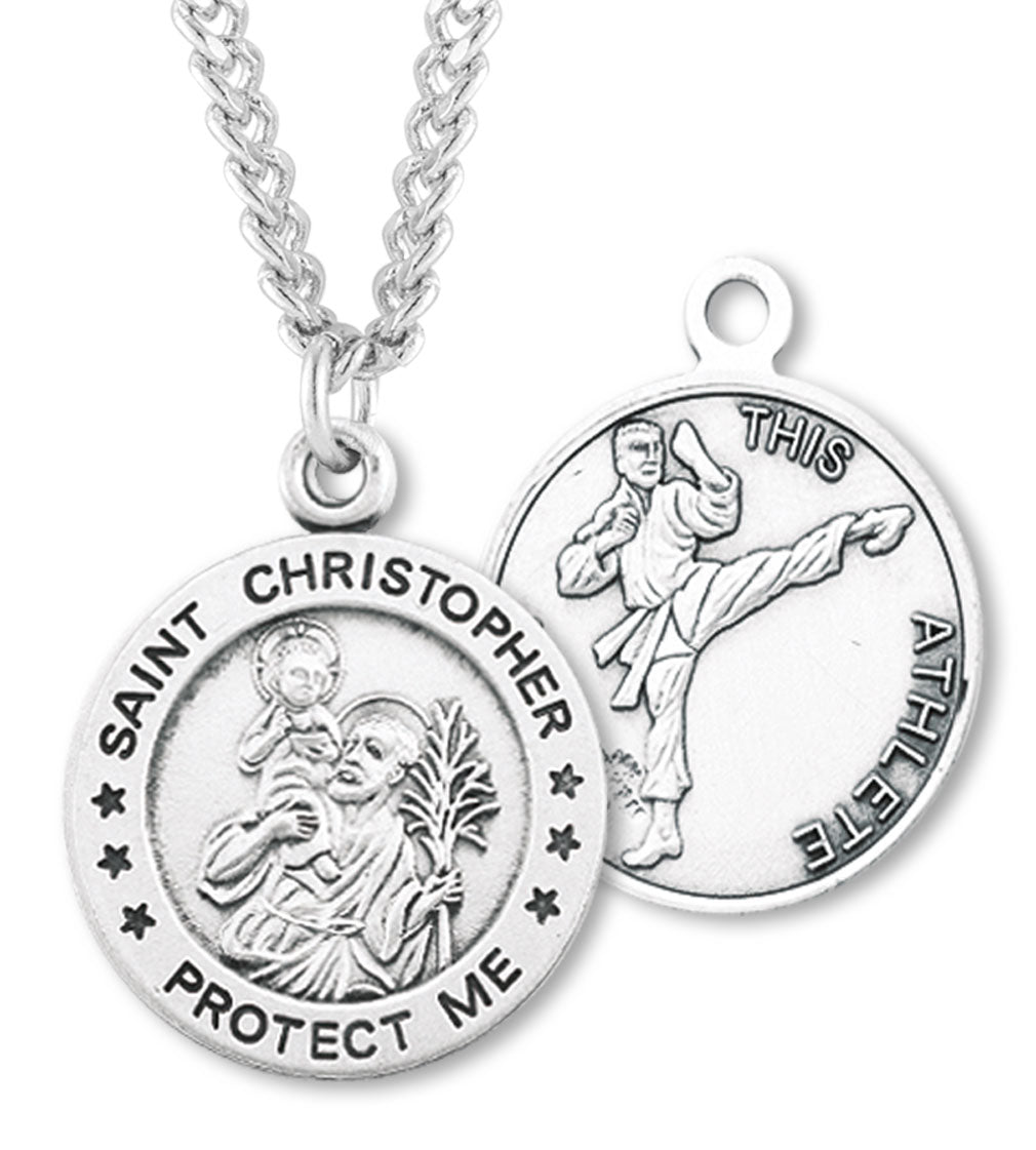 St. Christopher Martial Arts Medal Sterling Silver for Men