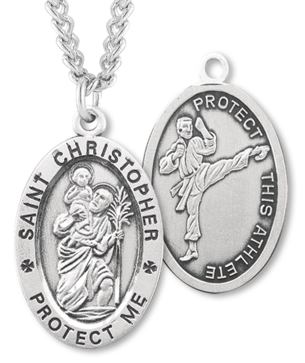 St. Christopher Martial Arts Sterling Silver Medal for Men