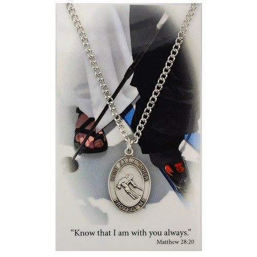 St. Christopher Skier Medal with Prayer Card for Boys