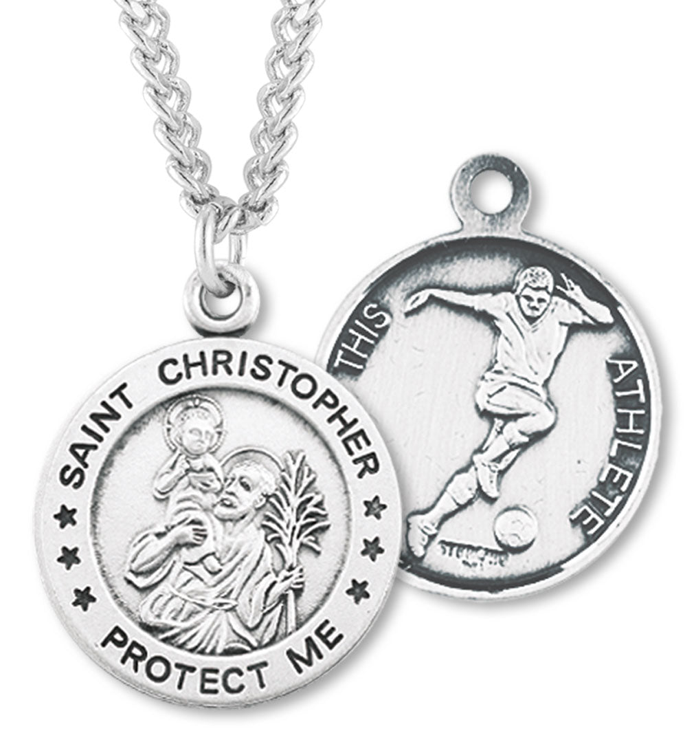 St. Christopher Soccer Medal Sterling Silver for Men