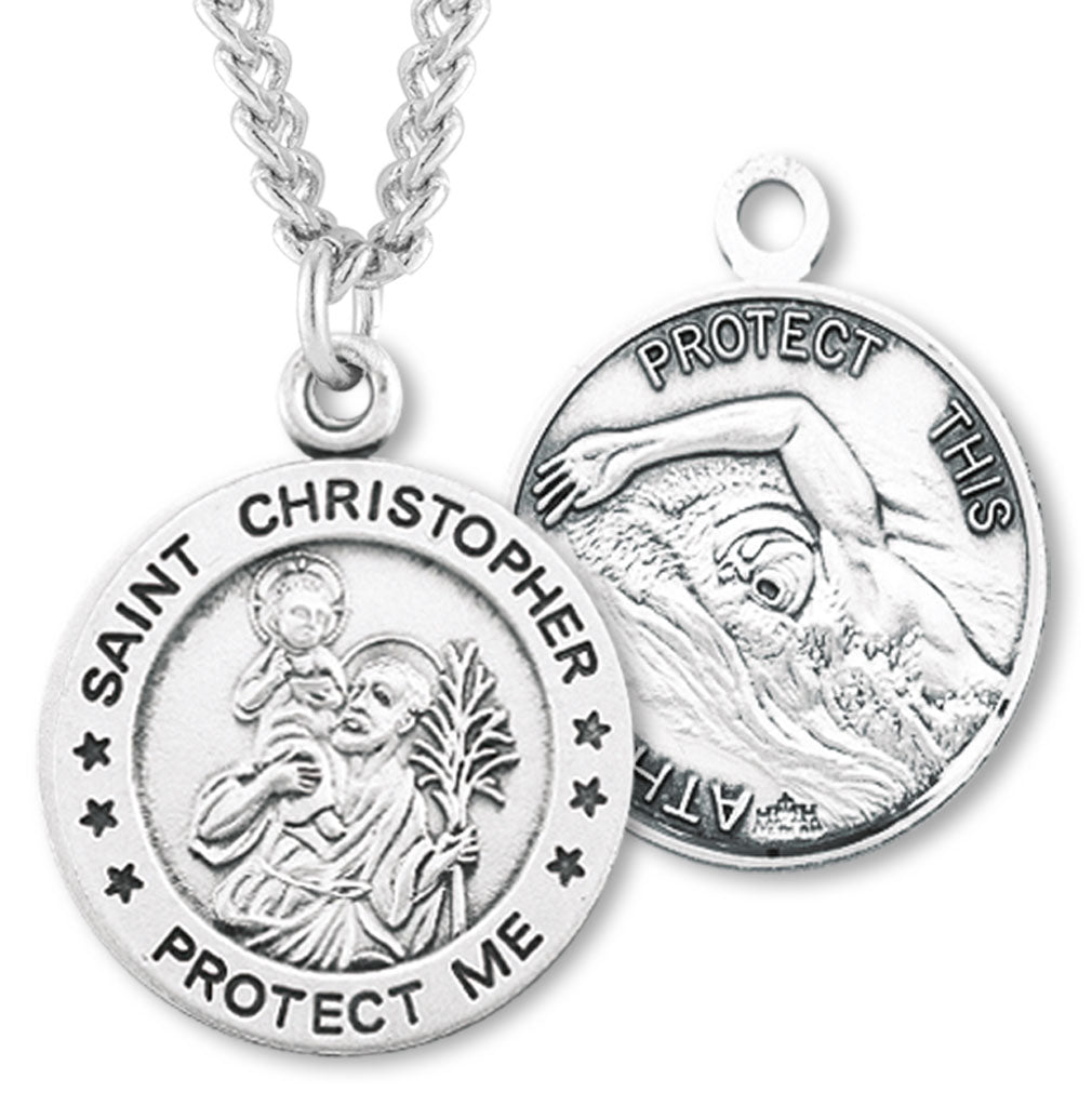 St. Christopher Swimming Medal Sterling Silver for Men